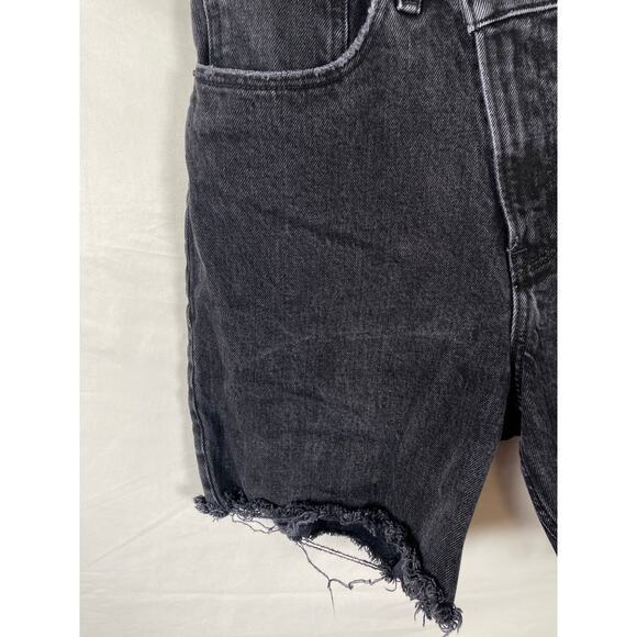 Abercrombie & Fitch Cut Off Shirt Dark Wash Overlap Front Button Denim Shorts 6 - Picture 5 of 8